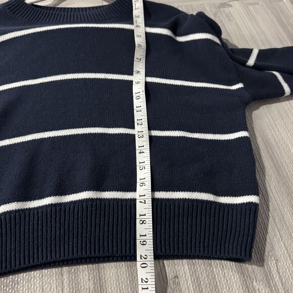 Hollister Women’s Easy Crew Sweater Navy Blue White Striped Size S - Picture 9 of 9